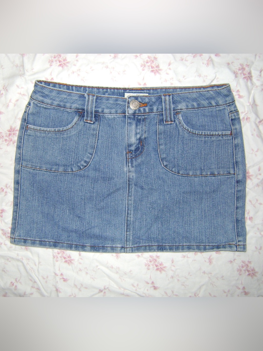 Vintage Denim Mini Skirt | Y2K Blue Jean Skirt with Utility Pocket Detail